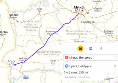 Перевозки по направлению Минск-Брест